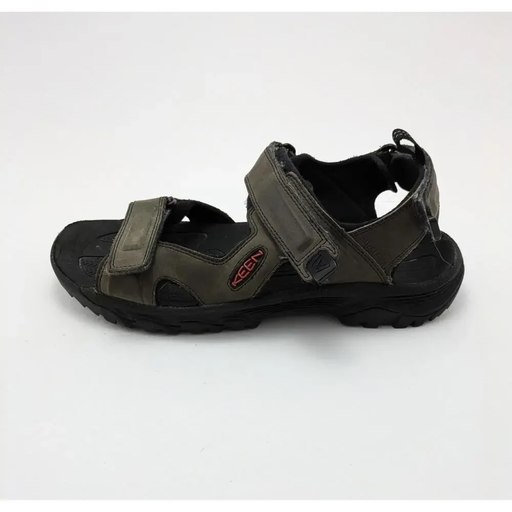 Mens Keen Targhee III Open Toe Grey 2-Strap Open Toe Leather Sandals Size 10